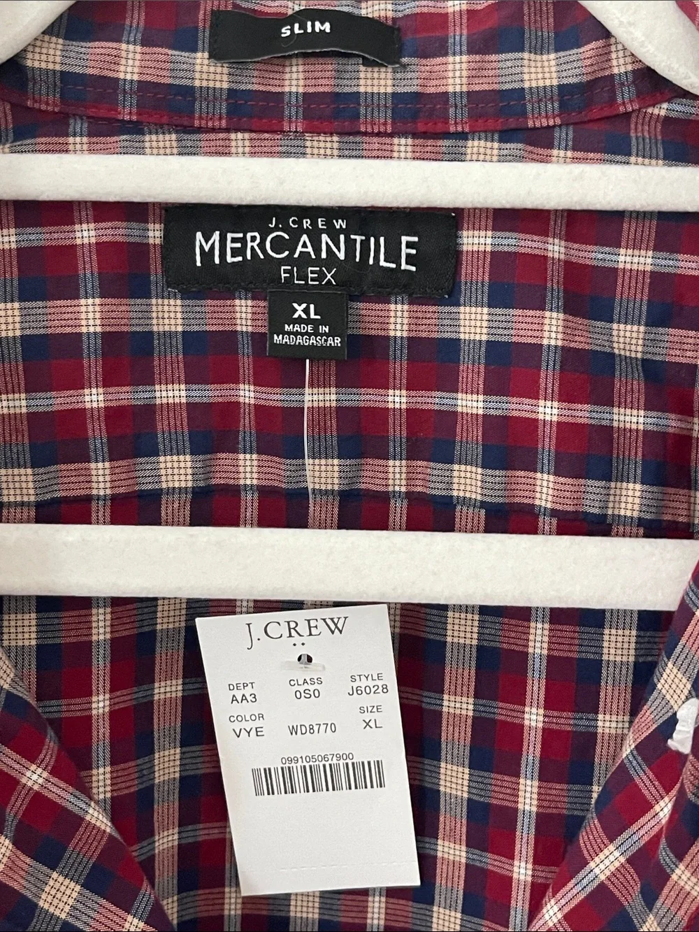 NWT J.Crew Mercantile Flex Slim Plaid Button Down Shirt XL Stretch Cotton